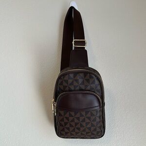 Faux Leather Pinwheel Design Sling Bag